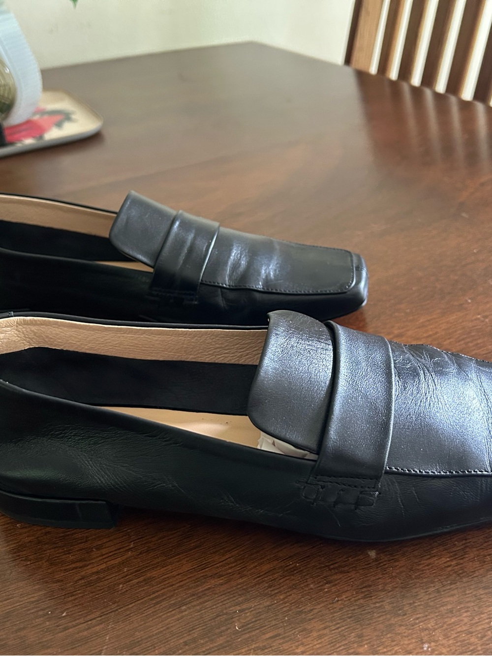 Free People Black Leather Penny Loafers